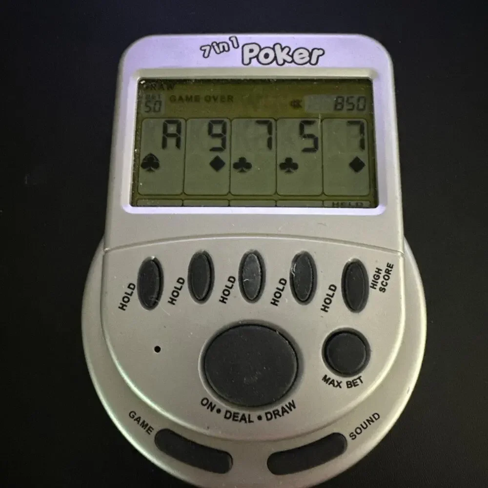 Mega Screen 7 In 1 Poker Large Screen Hand Held Video Electronic Game Fun TESTED